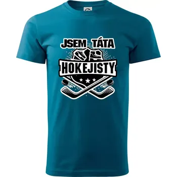 Hokejový erb - Táta hokejisty - Klasické pánské triko vyšší gramáže - S ( Petrolejová )