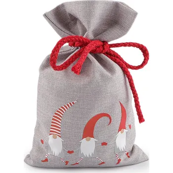 Vánoce Vánoční dárkový pytlík skřítek 15x25 cm imitace juty - 8596475651813