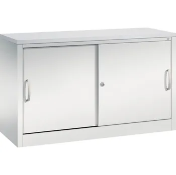 Jednací stůl Kancelářská skříňka s posuvnými dveřmi C+P Acurado, sideboard, 1200 x 400 x 720 mm, sv. šedá