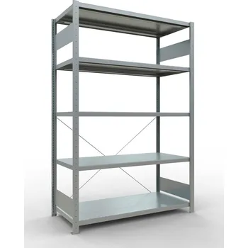 Dílenský regál Policový regál SCHULTE, základní, 5 úrovní, křížová podpěra, zatížení pole 250 kg, 1360x636x2000 mm