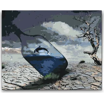 Malování podle čísel - Kosatka v láhvi Velikost: 30x40cm, Rámování: Pouze srolované plátno