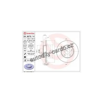 Brzdový kotouč Brzdový kotouč BREMBO 08.8679.14 - MERCEDES-BENZ