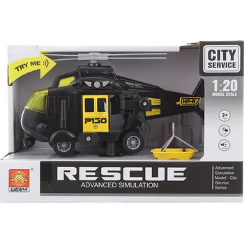 letadlo a vrtulník _Ostatní 1_ Helikoptéra pátrací černá 1:20 vrtulník s nosítky na baterie Světlo Zvuk 104028