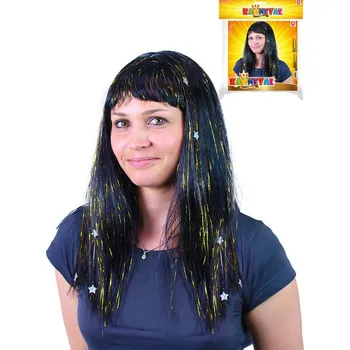 Karnevalová paruka KARNEVAL Paruka s hvězdami zlatá dospělá *KARNEVALOVÝ DOPLNĚK*