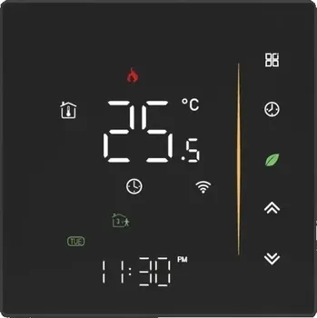Termostat WIFI Digitální termostat 006GBW pro elektrické vytápění Tuya černý