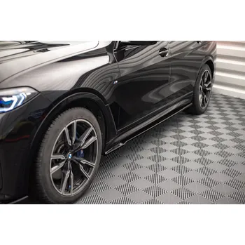 Tuning Maxton Design difuzory pod boční prahy pro BMW X7 G07, černý lesklý plast ABS