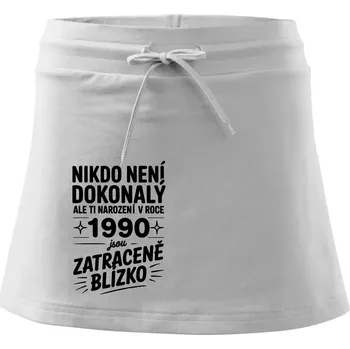 Dámská sukně Nikdo není dokonalý ale ti narození v roce 1990 jsou zatraceně blízko - Sportovní sukně - two in one - M ( Bílá )