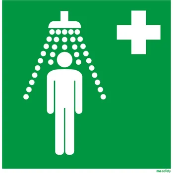 Bezpečnostní tabulka Bezpečnostní sprcha, ISO 7010, fólie samolepicí, 200 x 200 mm, BJ = 10 kusů