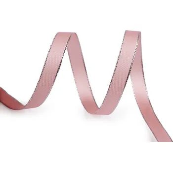 Stuha taftová šíře 9 mm s lurexem, barva 607 pudrová stříbrná