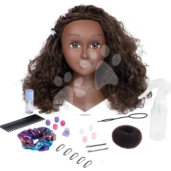 Česací hlava pro kadeřnici s hnědými vlasy My Beauty Styling Head Smoby vytváření účesů s 23 doplňky