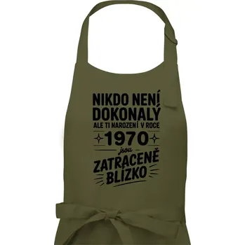 Kuchyňská zástěra Nikdo není dokonalý ale ti narození v roce 1970 jsou zatraceně blízko - Pánská zástěra na vaření - Univerzální velikost ( Khaki )