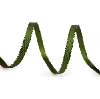 Stuha Stuha taftová šíře 6 mm s lurexem Varianta: 322 olivová zeleň zlatá, Balení: 10 m