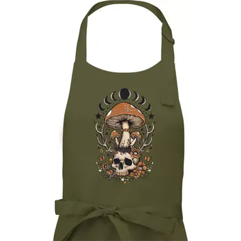 Kuchyňská zástěra Goblincore magical mushroom - Pánská zástěra na vaření - Univerzální velikost ( Khaki )