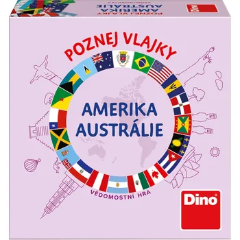 Cestovní hra DINO Hra Poznej vlajky Amerika a Austrálie karetní *SPOLEČENSKÉ HRY* dn622609