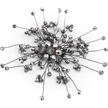 Náramek Brož se skleněnými broušenými korálky Hand made, malé, 4 black diamond černá