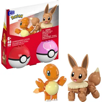 ostatní stavebnice Pokémon Megablok set 2x Pokéball Eevee + Charmender stavebnice 40 dílků