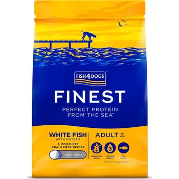 Krmivo pro psa FISH4DOGS Granule velké pro dospělé psy Finest bílá ryba s bramborami 1,5 kg, 1+