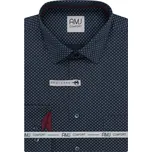 Pánská košile AMJ bavlněná, tmavě modrá s křížky, VDBR1412, dlouhý rukáv, regular fit, vel. 40