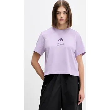 Bavlněné tričko adidas x Mercedes JX8816 fialová 04X, vel. S