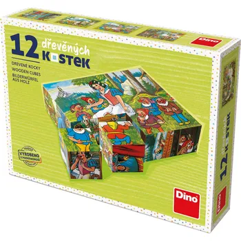 Hračka DINO DŘEVO Kubus Sněhurka obrázkové kostky set 12ks *DŘEVĚNÉ HRAČKY* dn302183