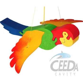 Dekorace do dětského pokoje CEEDA DŘEVO Papoušek skákací k zavěšení na pružině *DŘEVĚNÉ HRAČKY* le53