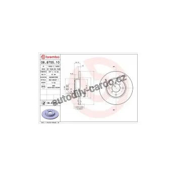 Auto-moto Brzdový kotouč BREMBO 08.8705.10 - OPEL, SUZUKI
