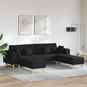 Pohovka Tkaninové sofa s polštářem 3 pcs Černá 208 cm textil Černá3335164