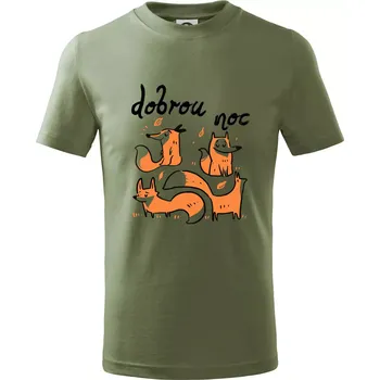 Chlapecké oblečení Lišky dobrou noc - Tričko dětské bavlněné - 104-110cm / 3-4 roky ( Khaki )