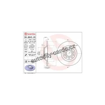 Brzdový kotouč Brzdový kotouč BREMBO 08.8843.20 - AUDI