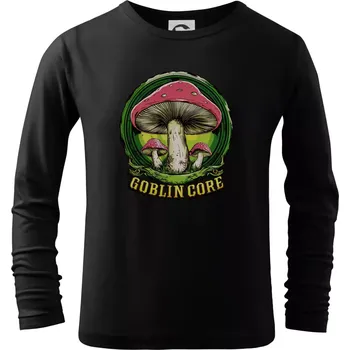 Chlapecké tričko Goblincore red capped mushrooms - Triko dětské Long Sleeve - 122 cm/6 let ( Černá )