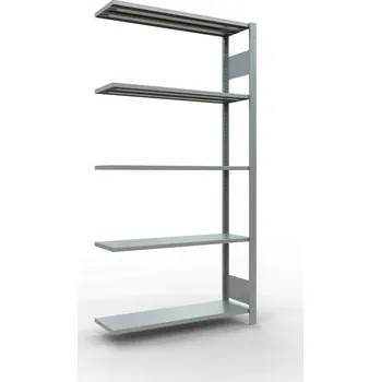 Dílenský regál Policový regál SCHULTE, nástavné pole, 5 úrovní, zatížení pole 150 kg, 1006 x 336 x 2000 mm