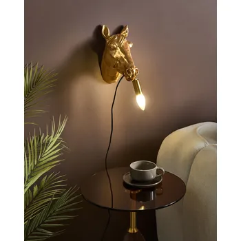 Stojací lampa Nástěnná lampa zlatá polyresin zvířecí motiv tvar koně moderní glamour styl noční lampa obývací pokoj ložnice Beliani