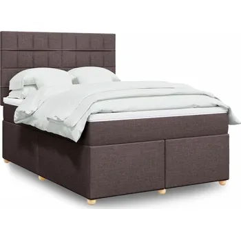 Postel vidaXL Box spring postel s matrací 140x200 cm textil [3293604] Barva: tmavě hnědá