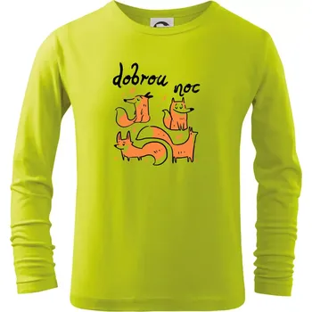 Chlapecké tričko Lišky dobrou noc - Triko dětské Long Sleeve - 134 cm/8 let ( Limetková )