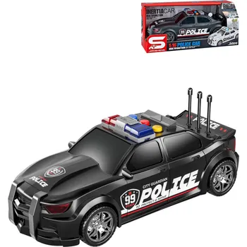autíčko _Ostatní 1_ Auto policejní 25cm černé sportovní na baterie Světlo Zvuk plast js124c