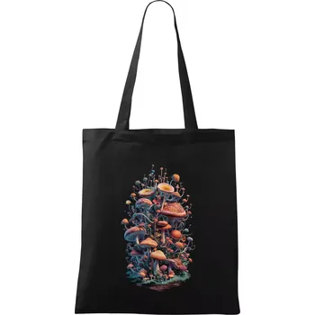 Nákupní taška Goblincore mushrooms and tiny creatures - Taška bavlněná - 42 x 38 cm ( Černá )