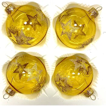 Vánoční ozdoba Irisa Zářivé nebe – Skleněné vánoční koule 7 cm „Zlaté hvězdy“ ( sada 4 ks ) Velikost: 7 cm, Balení: 4ks, Barva: zlatá