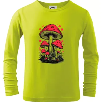 Dětská móda Goblincore Cottagecore Mushrooms - Triko dětské Long Sleeve - 146 cm/10 let ( Limetková )