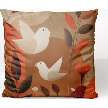 Sametový povlak na polštář 45x45 ptáčci v přírodě 2