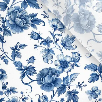 Umělé hedvábí / silky mírně elastické blue flowers