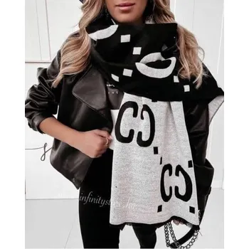 Šála Vzorovaná šála černo-šedá