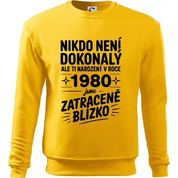 Pánská mikina Nikdo není dokonalý ale ti narození v roce 1980 jsou zatraceně blízko - Mikina Essential pánská - S ( Žlutá )