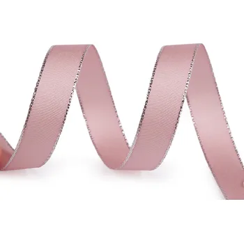 Stuha taftová s lurexem šíře 15 mm, barva 607 pudrová stříbrná