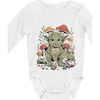 Kojenecký body Goblincore grimy forest goblin - Body kojenecké s dlouhým rukávem - Dlouhý r. do 3 měs ( Bílá )