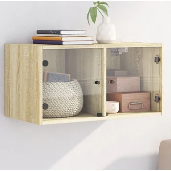 Komoda vidaXL Nástěnná skříňka se skleněnými dvířky 68,5 x 37 x 35 cm [836497] Barva: dub sonoma