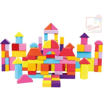 Dřevěná hračka BINO DŘEVO Kostky set 100ks v kyblíku nové barvy *DŘEVĚNÉ HRAČKY* ol84203