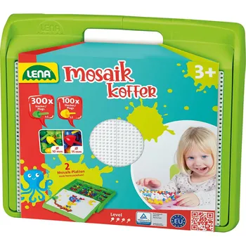 ostatní stavebnice LENA Mozaika klobouček hladký barevný 1cm + 1,5cm set 400ks v kufříku ln35615