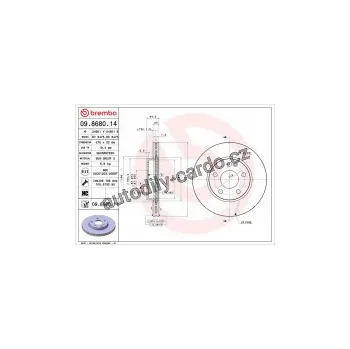 Brzdový kotouč Brzdový kotouč BREMBO 09.8680.14 - MERCEDES-BENZ
