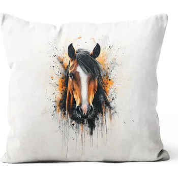 Povlak na polštář 45x45 premium satén kůň akvarel
