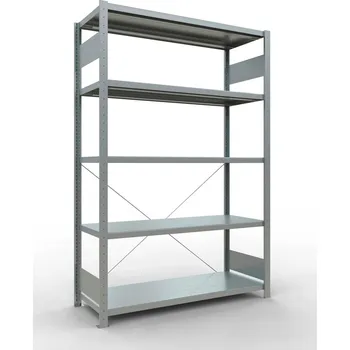 Dílenský regál Policový regál SCHULTE, základní, 5 úrovní, křížová podpěra, zatížení pole 250 kg, 1360x536x2000 mm